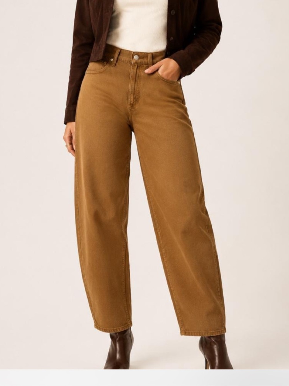 Gap High Rise Barrel Jeans Women's in Caramel Brown
